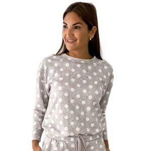 Emerson Road Gray & White Polka Dot Long Sleeve Top